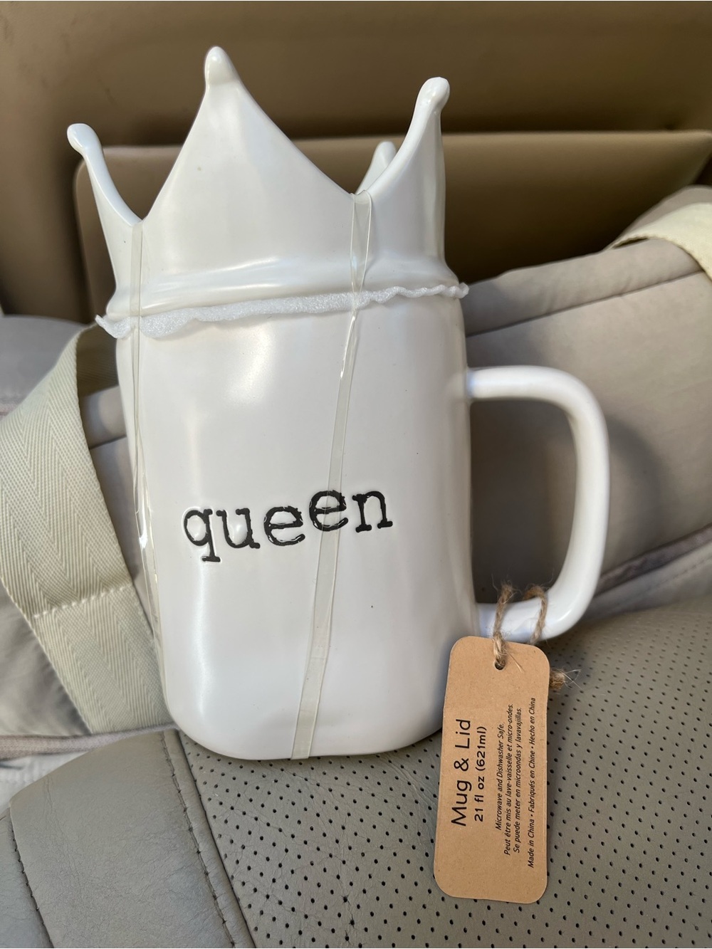 Joseph White 'Queen' Ceramic Crown Mug with Lid